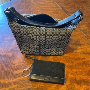Black Coach Mini Bucket Bag w wallet